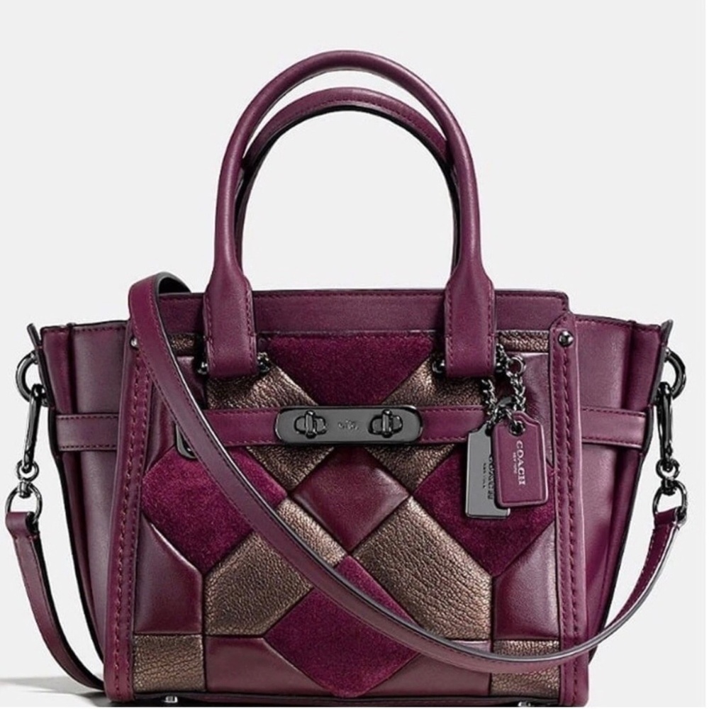 NWOT Coach Swagger 21 55511 Canyon Quilt Mixed Crossbody $450 Oxblood Bronze